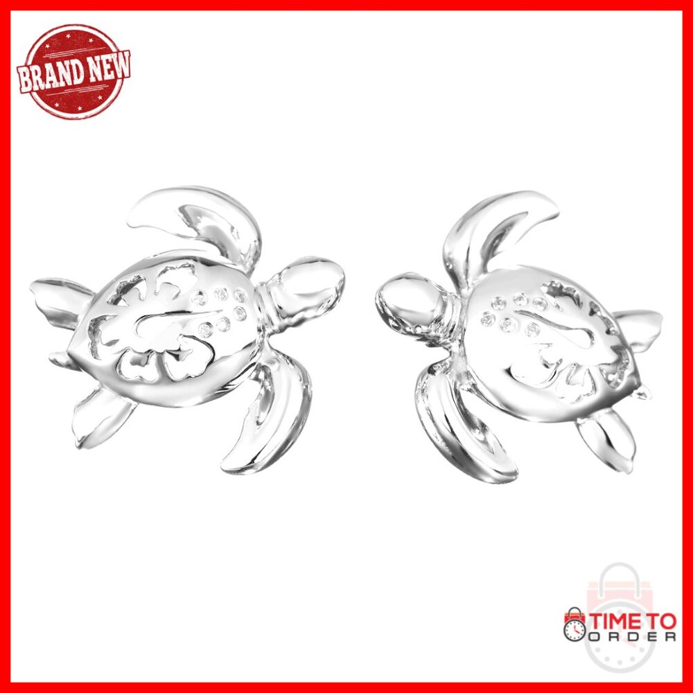 Sterling Silver Turtle Stud Dangle Earrings Hypoa… - image 1